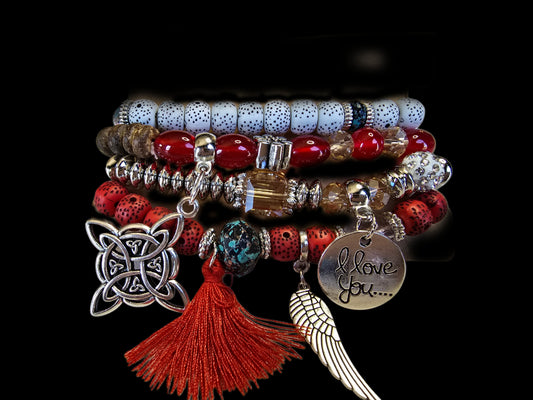 Love you Witch knot red bracelet